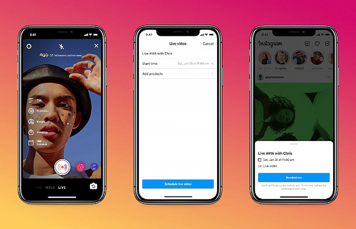 އިންސްޓަގްރާމްގައި ލައިވް ވީޑިއޯއެއް ޝެޑިއުލް ކުރާނެ ގޮތް.